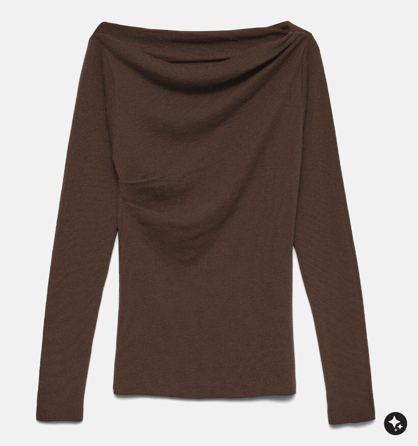 Vero Moda Sofine Knit Boatneck Bruine T-shirt voor dames (381319)