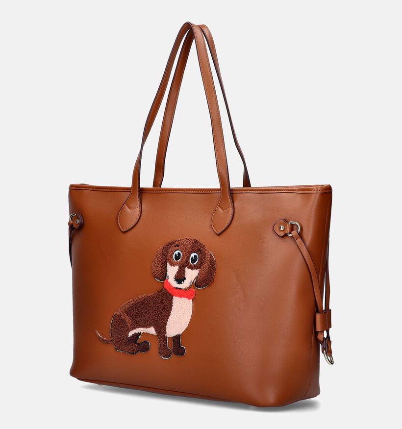 Laurent David Teckel Cognac Shopper tas met rits voor dames (349743)