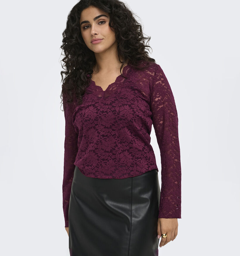 ONLY Carmakoma Nikka Longsleeve en Bordeaux pour femmes (381907)