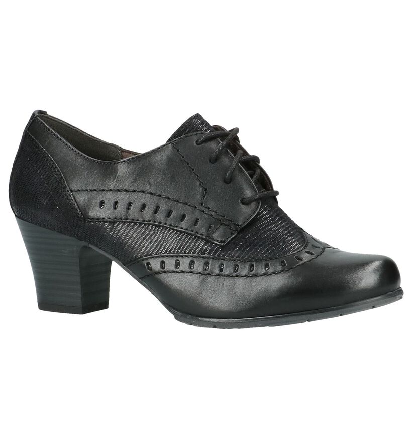Jana Zwarte Veterschoen met Hak, , pdp
