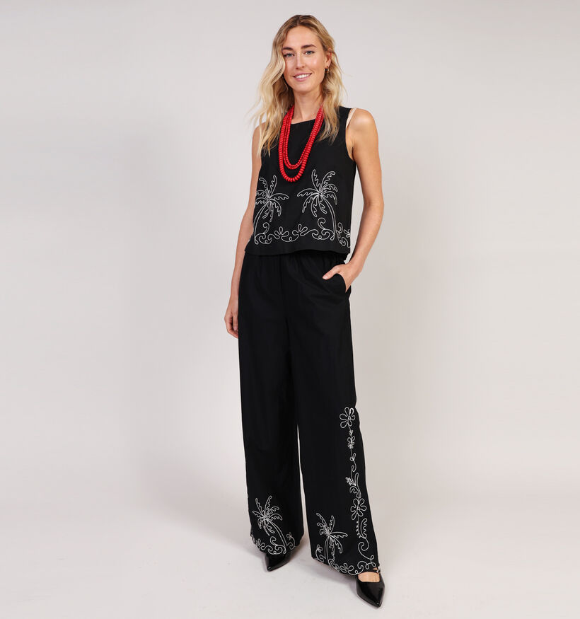 JDY Eliza Embroidery Débardeur en Noir pour femmes (365282)