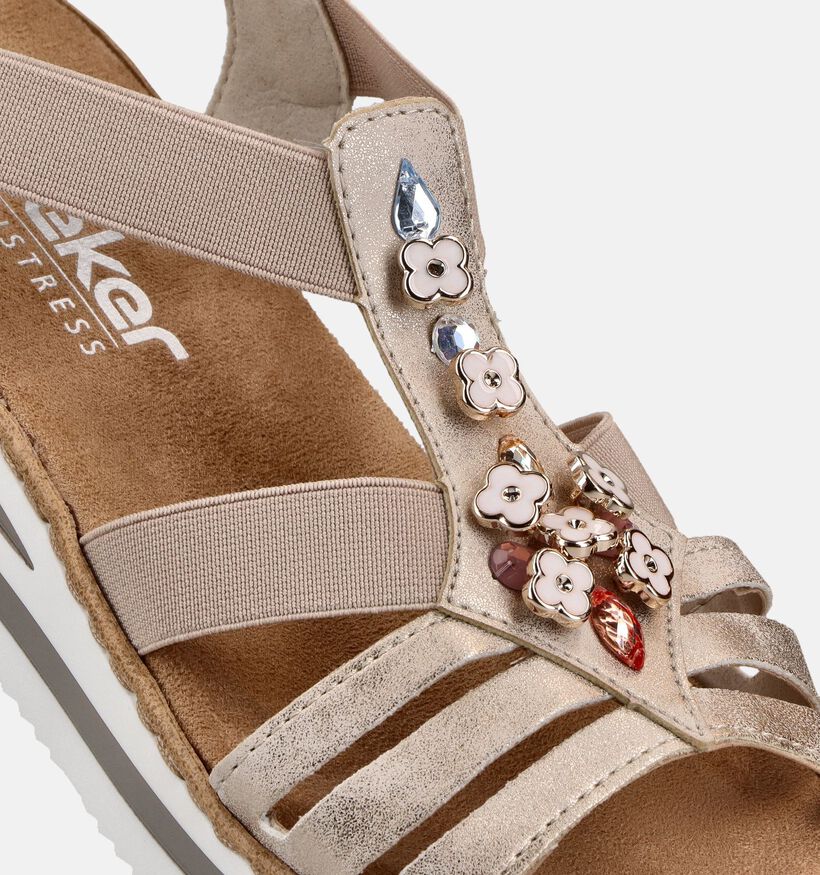 Rieker Gouden Sandalen op sleehak voor dames (370379)