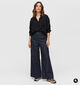 Minuit Douze Aqua Donkerblauwe Wide Leg Jeans voor dames (381846)