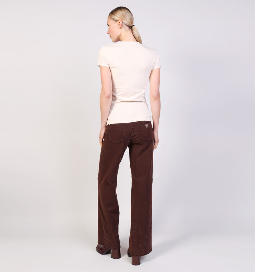 Guess Zwarte T-shirt Guess Donkerbeige T-shirt voor dames (364383)