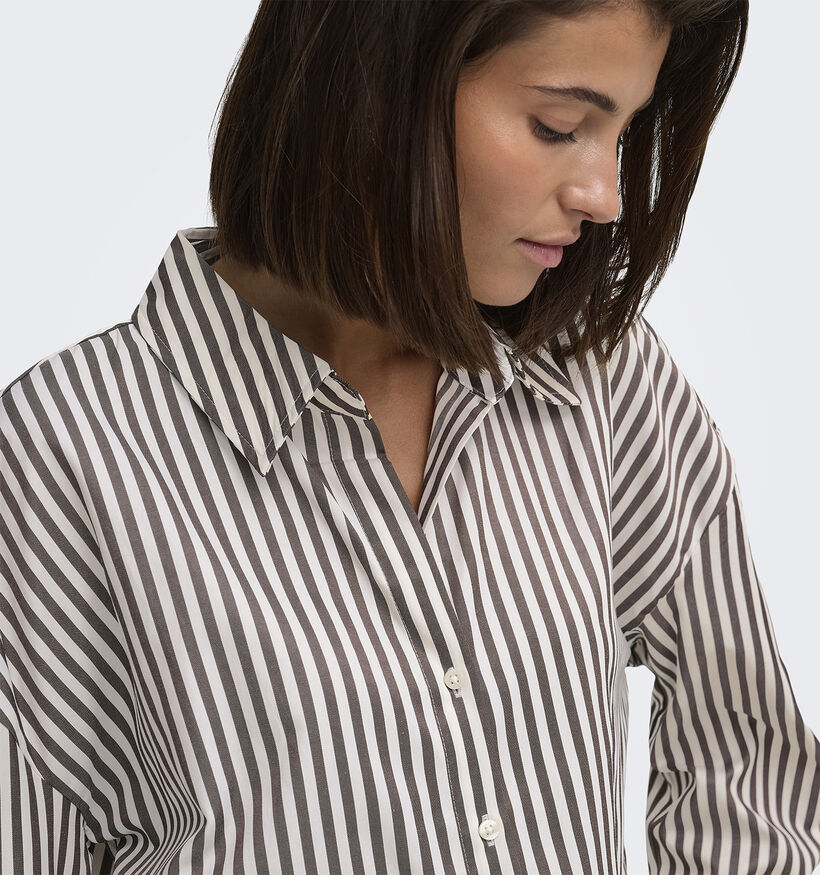 JDY Vesper Loose Chemise en Blanc/Marron pour femmes (379392)