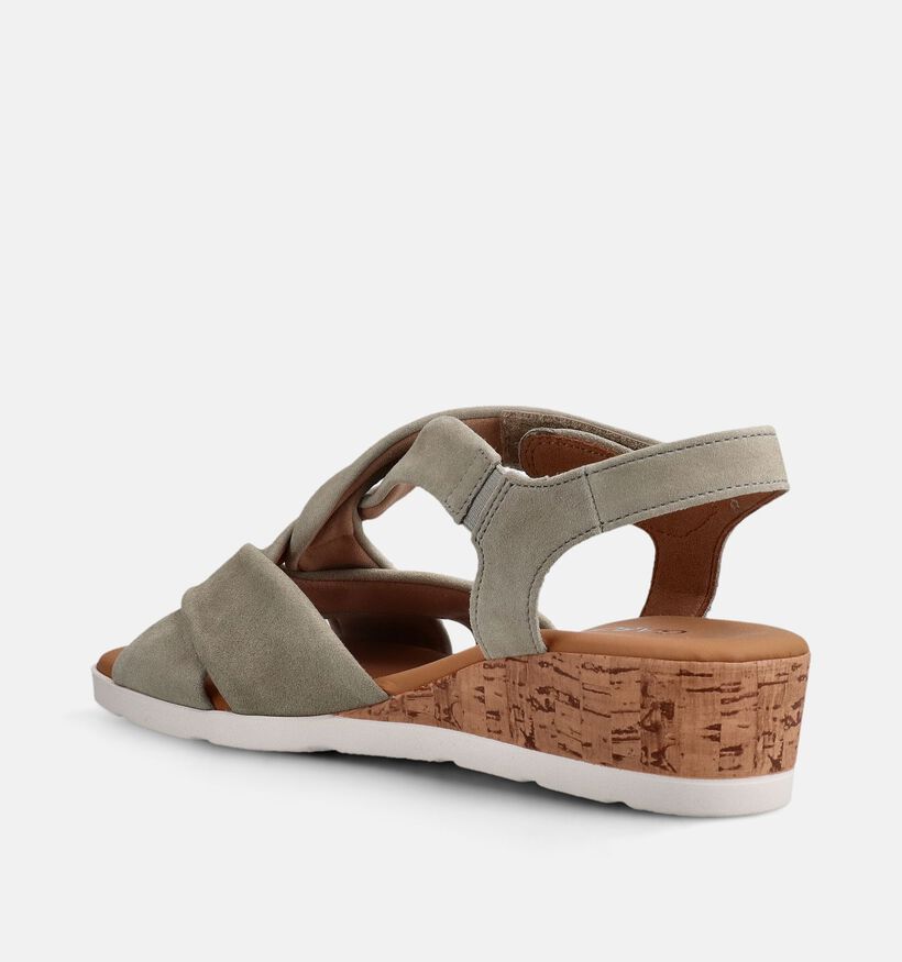 Gabor Kakigroene Sandalen met Sleehak voor dames (371183)