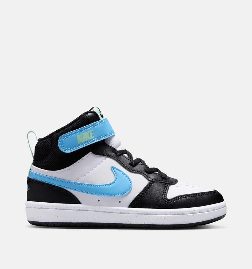 Nike Court Borough Mid Witte/Blauwe Sneakers voor jongens (377283)