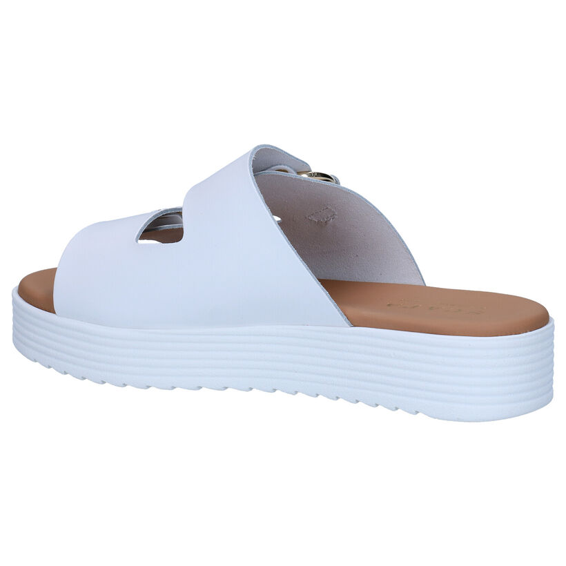 Scapa Nu-pieds plates en Blanc en cuir (288771)