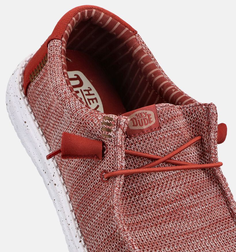 HEYDUDE Wally Stretch Sox Chaussures &agrave; enfiler en Rouge pour hommes (370089) - pour semelles orthop&eacute;diques