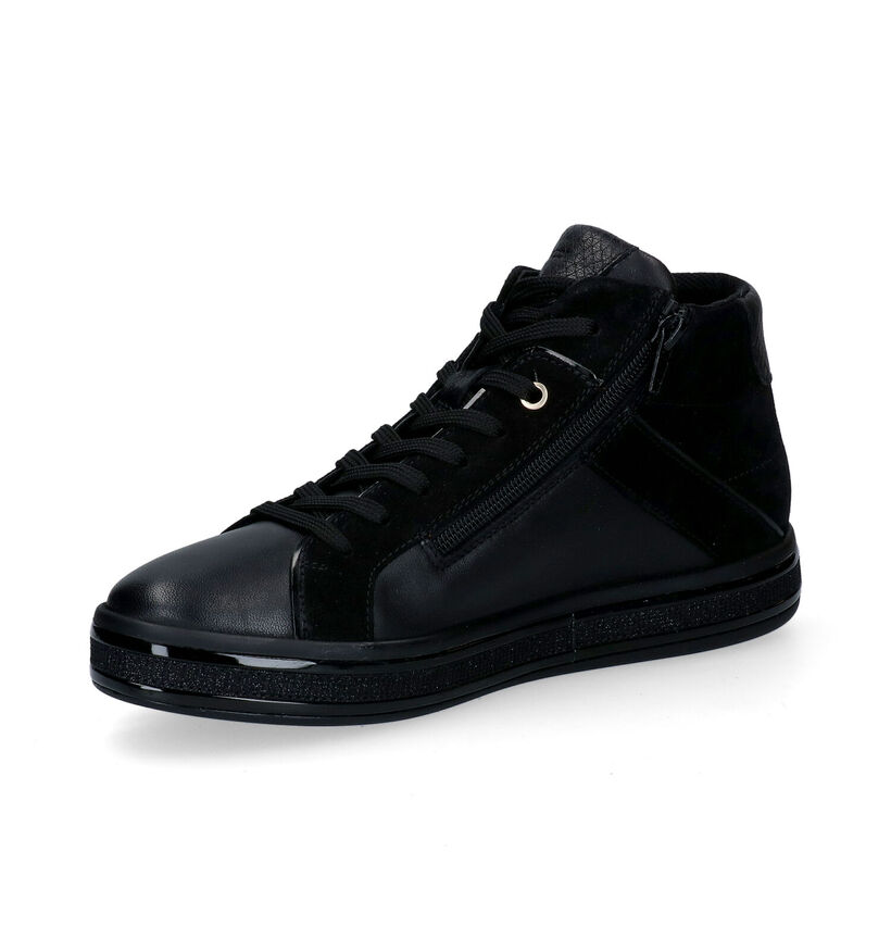 Geox Leelu Zwarte Hoge Sneakers in leer (301052)
