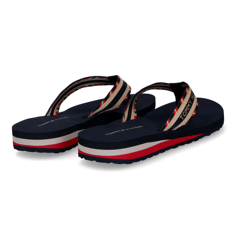 Tommy Hilfiger Shiny Touches Blauwe Teenslippers in stof (303978)