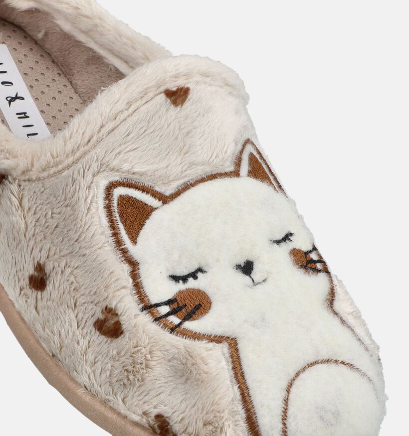 Milo & Mila Cats Beige Pantoffels voor meisjes (381136) - geschikt voor steunzolen