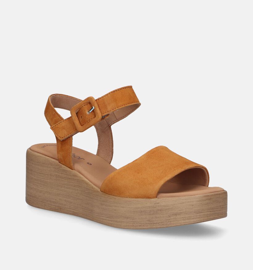 Gabor Best Fitting Sandales avec talon compensé en Cognac pour femmes (339507)