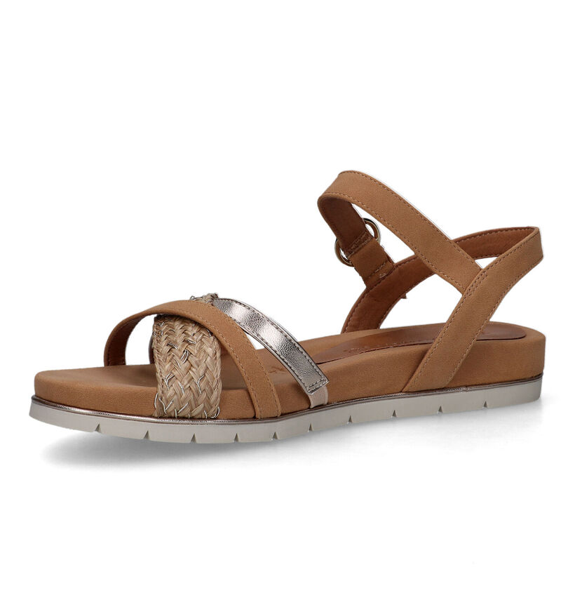 Tamaris Sandales plates en Camel en simili cuir (322275)