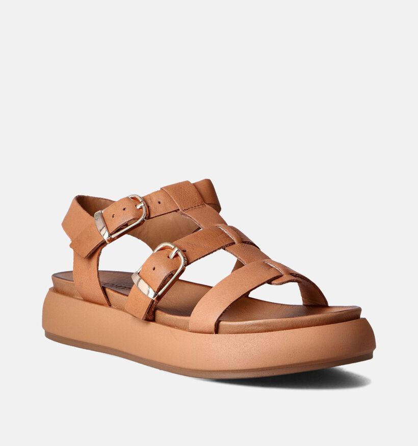 Inuovo Sandales plates en Cognac pour femmes (356456)