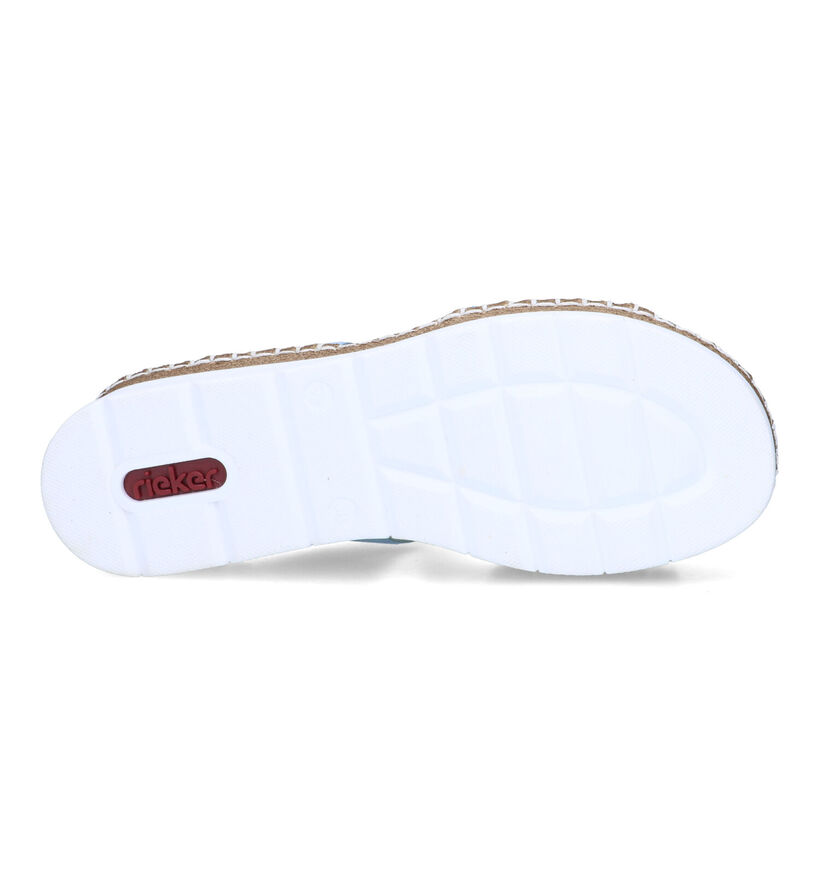 Rieker Blauwe Slippers met sleehak voor dames (339059)