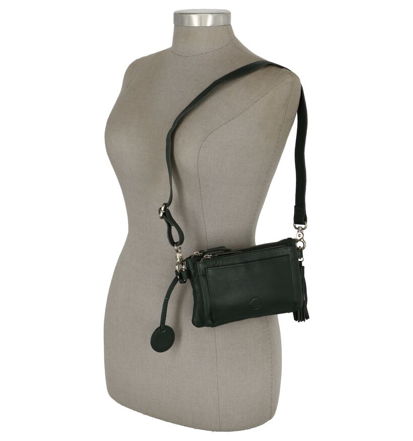 Donkergroene Hampton Bays Crossbody Tas in leer (235331)