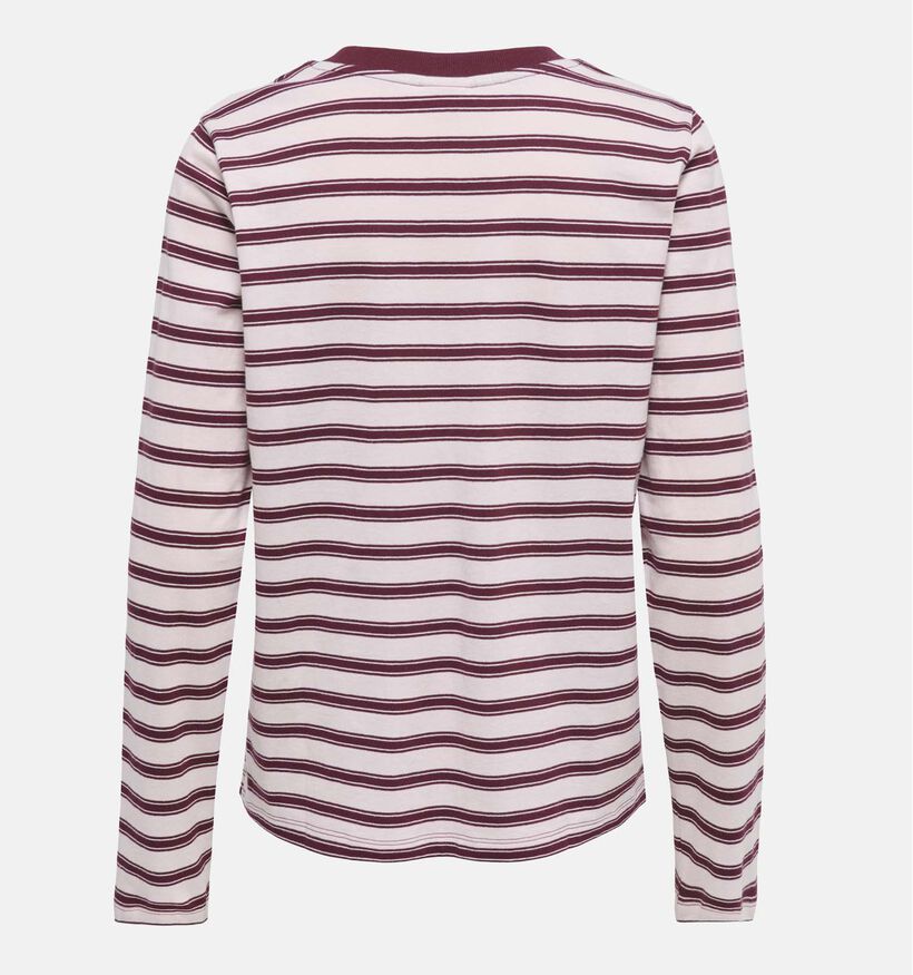 JDY Pisa Lichtroze/Bordeaux Gestreepte T-shirt voor dames (382067)