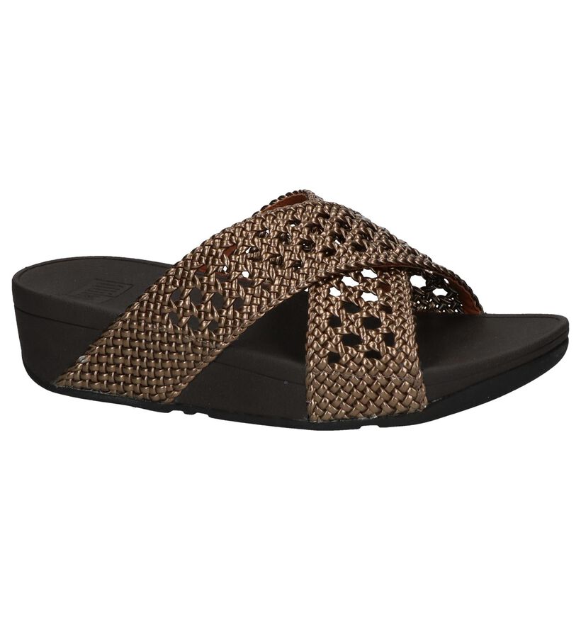 Bronzen Slippers FitFlop Lulu Wicker Slide in kunststof (240151)