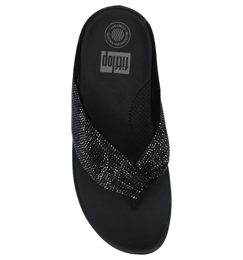 Zwarte Teenslippers FitFlop Twiss Crystal in stof (240102)