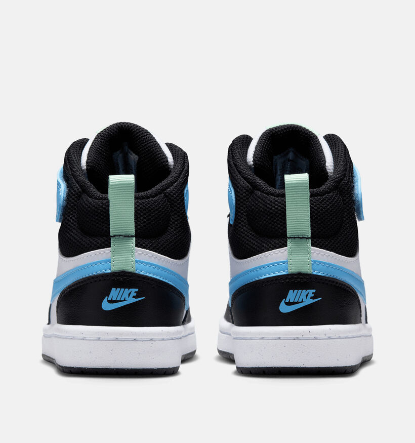 Nike Court Borough Mid Witte/Blauwe Sneakers voor jongens (377283)