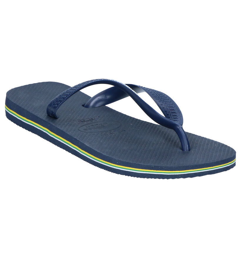 Havaianas Brasil Logo Tong en Bleu en synthétique (289870)