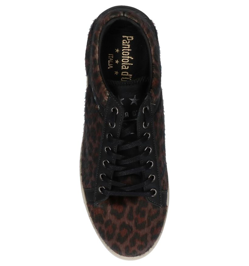 Bruine Sneakers Pantofola d'Oro Lecce Leopard Donne Low in leer (227336)