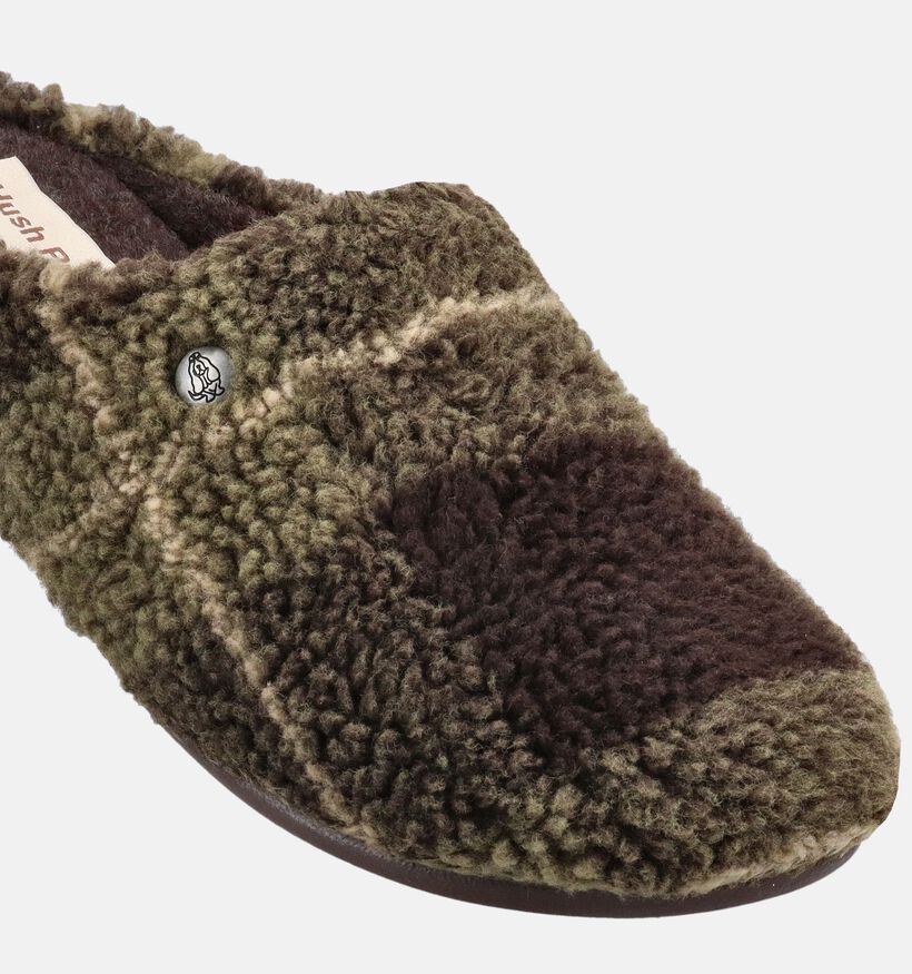 Hush Puppies Dayak Pantoufles en Vert/Marron pour hommes (377907)