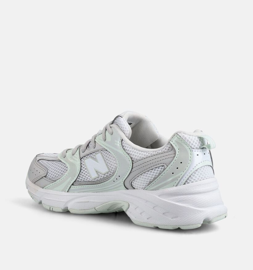 New Balance 530 Baskets basses en Blanc/Vert pour filles (375198) - pour semelles orthop&eacute;diques