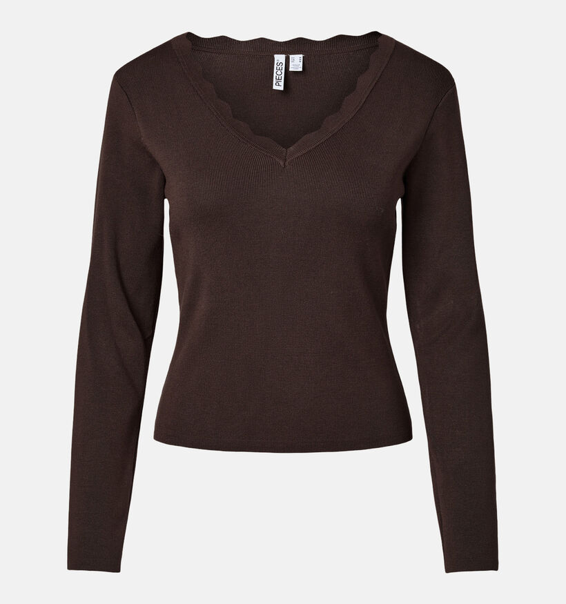 Pieces Celia Wren Bordeaux T-shirt met Lange Mouwen voor dames (382093)