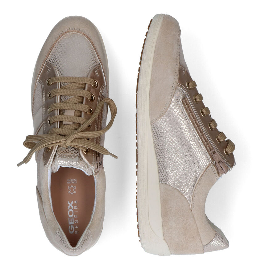 Geox Myria Beige Veterschoenen in daim (311609)