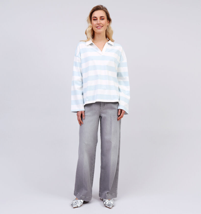 SISTERS POINT Vivia Blauw Gestreepte T-shirt voor dames (363309)