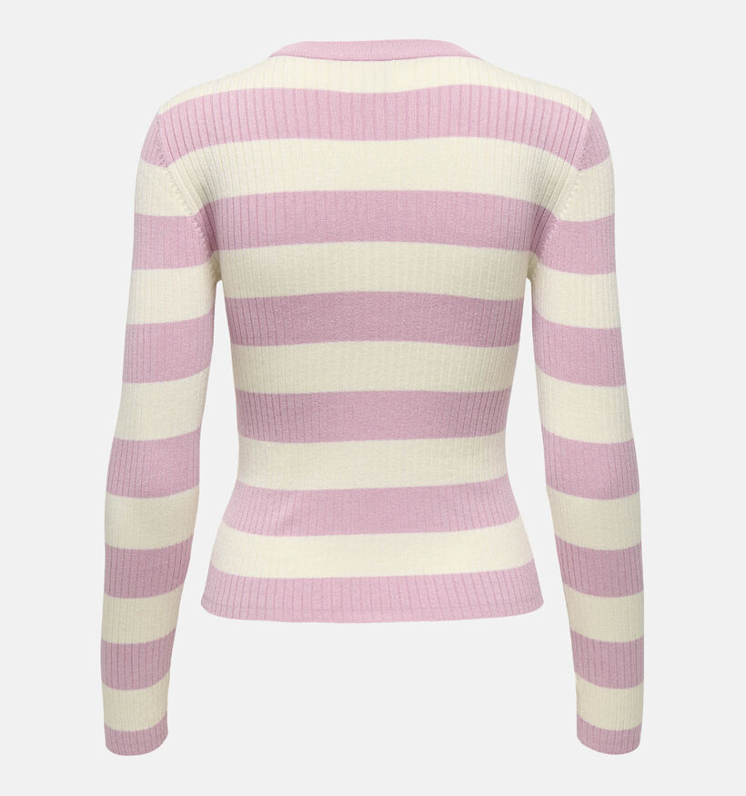 JDY Plum Roze/Lichtbeige Gestreepte T-shirt met Lange Mouwen voor dames (367921)