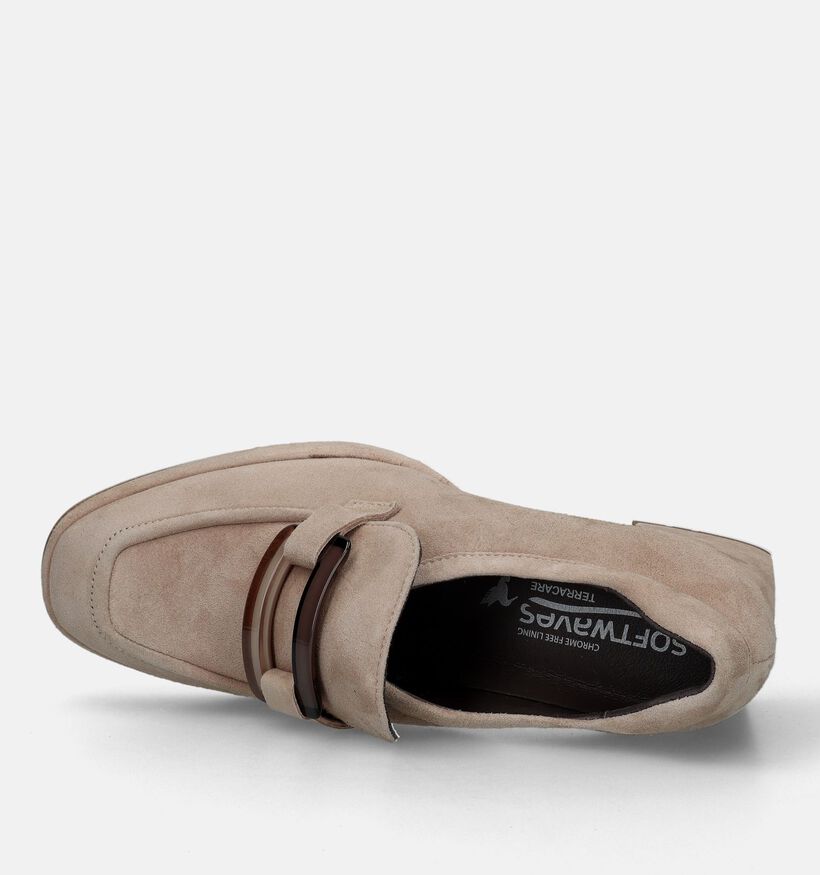 Softwaves Beige Mocassins met hak voor dames (332662) - geschikt voor steunzolen