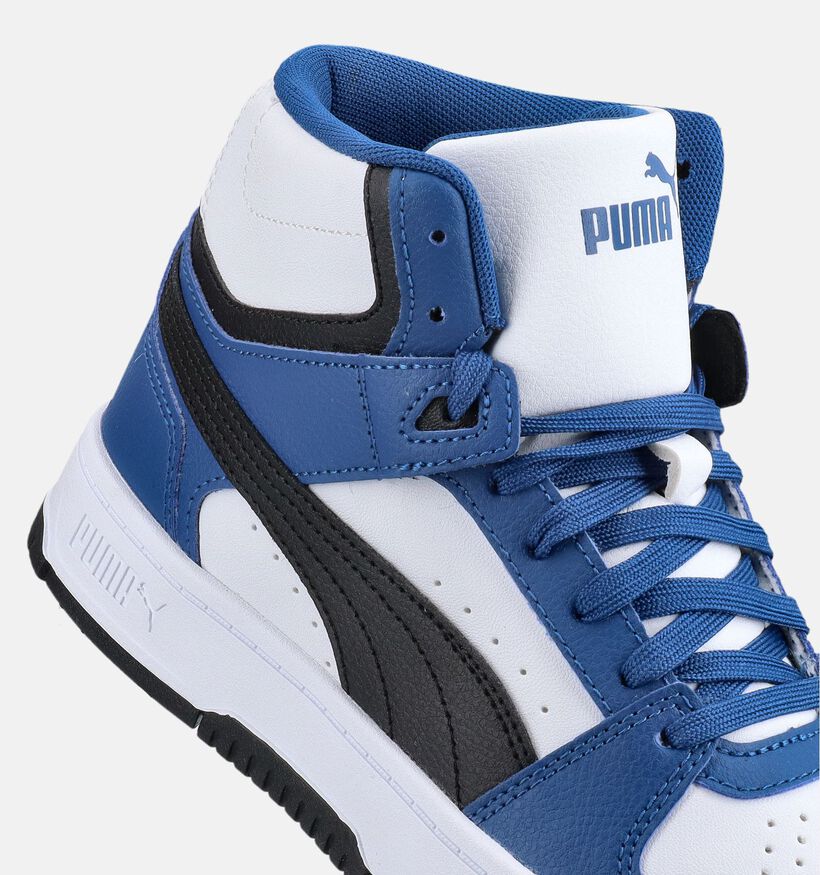 Puma Rebound Slam Mid Witte/Blauwe Hoge Sneakers voor jongens (375573) - geschikt voor steunzolen