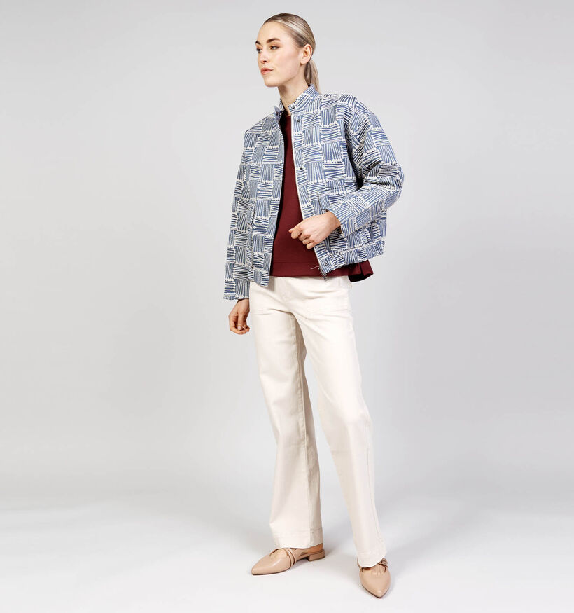 Minus Maise Manteau court Jeans en Bleu/Beige pour femmes (366702)