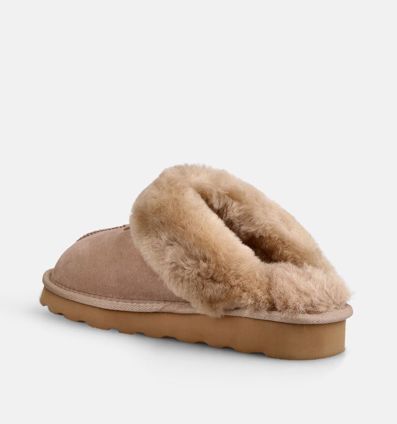 Laurent David Split Seam Slipper Pantoufles ouvertes en Beige pour femmes (382385)