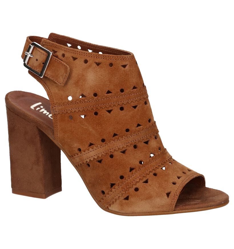 Cognac Sandalen Via Limone Michelle in daim (242719)