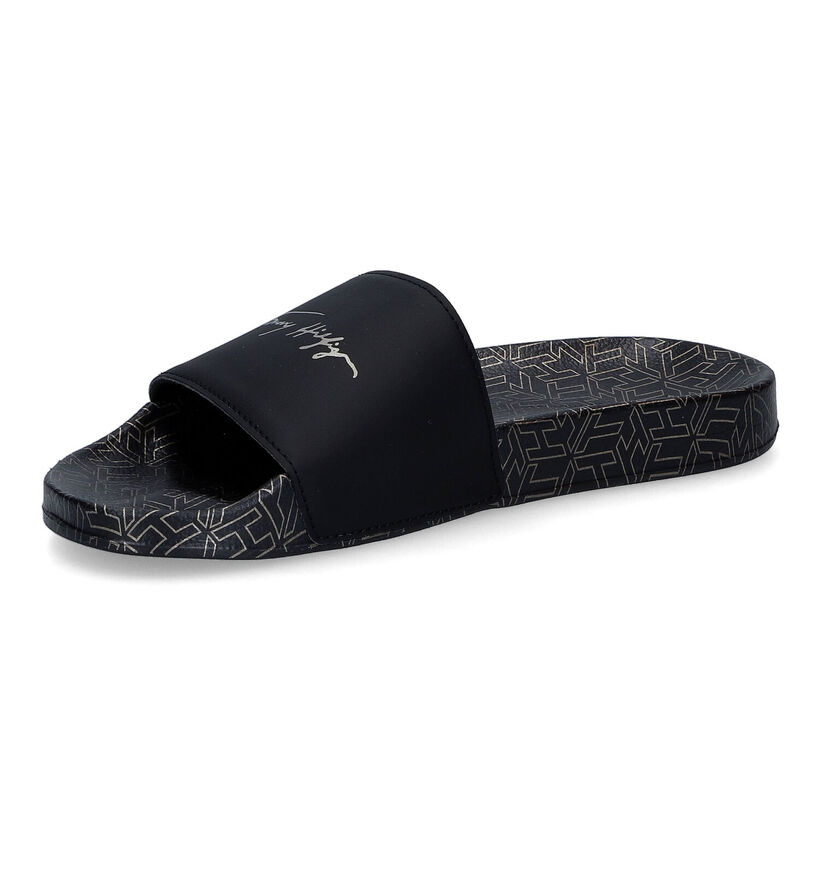 TH Tommy Metallic Zwarte Slippers voor dames (304013)