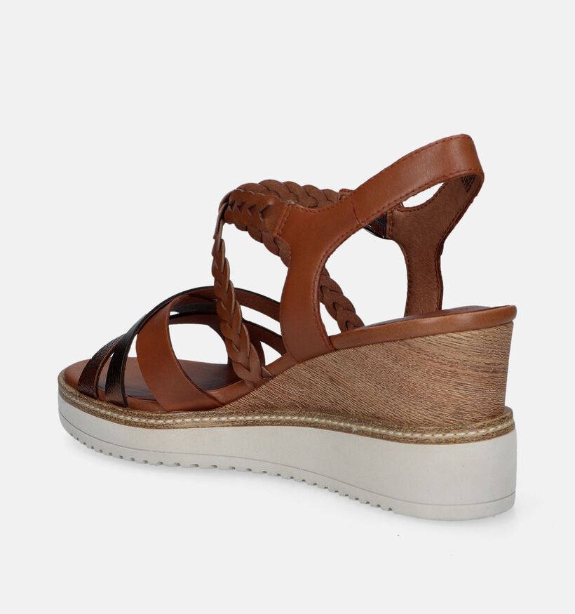 Tamaris Sandales avec talon compensé en Cognac pour femmes (338289)