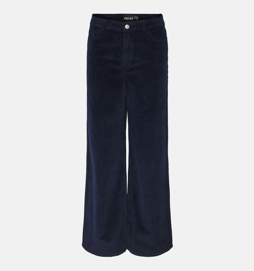 Pieces Rillo Pantalon large en corduroy en Bleu pour femmes (348380)