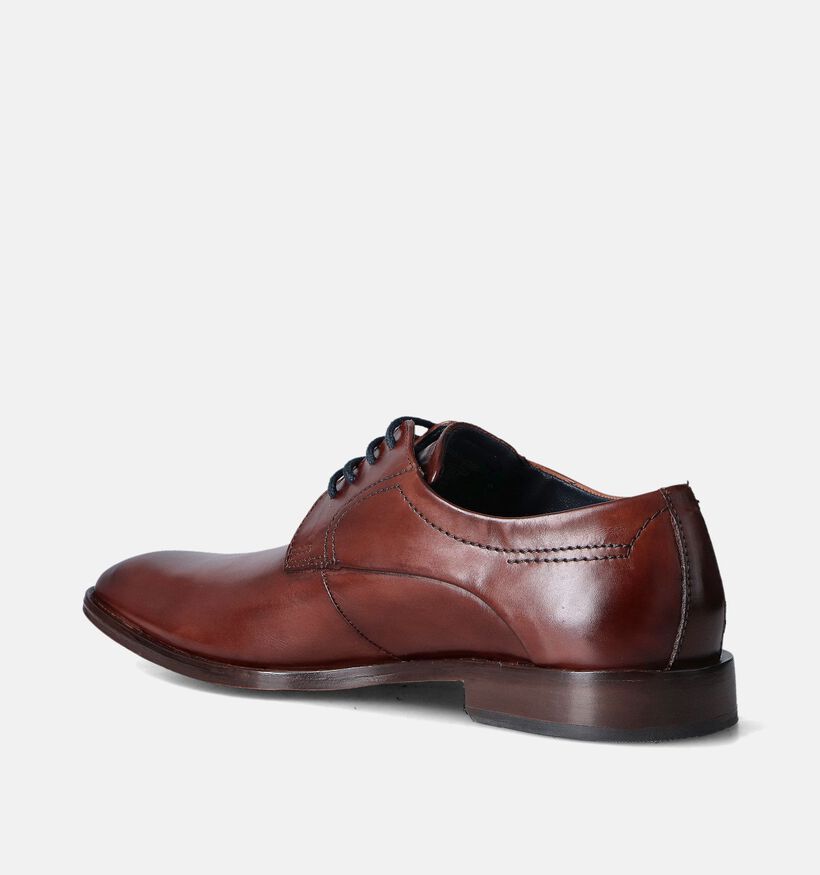Bugatti Milco Cognac Geklede veterschoen voor heren (355306) - geschikt voor steunzolen