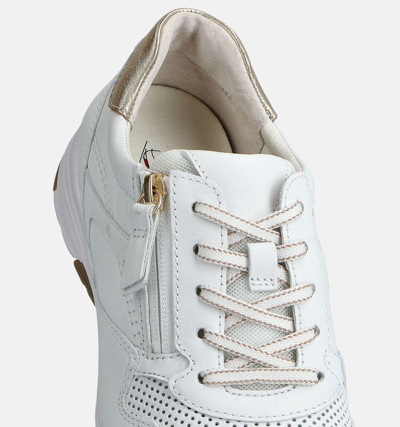 Gabor Rollingsoft Witte/Gouden Rits-Veterschoenen voor dames (368405) - geschikt voor steunzolen