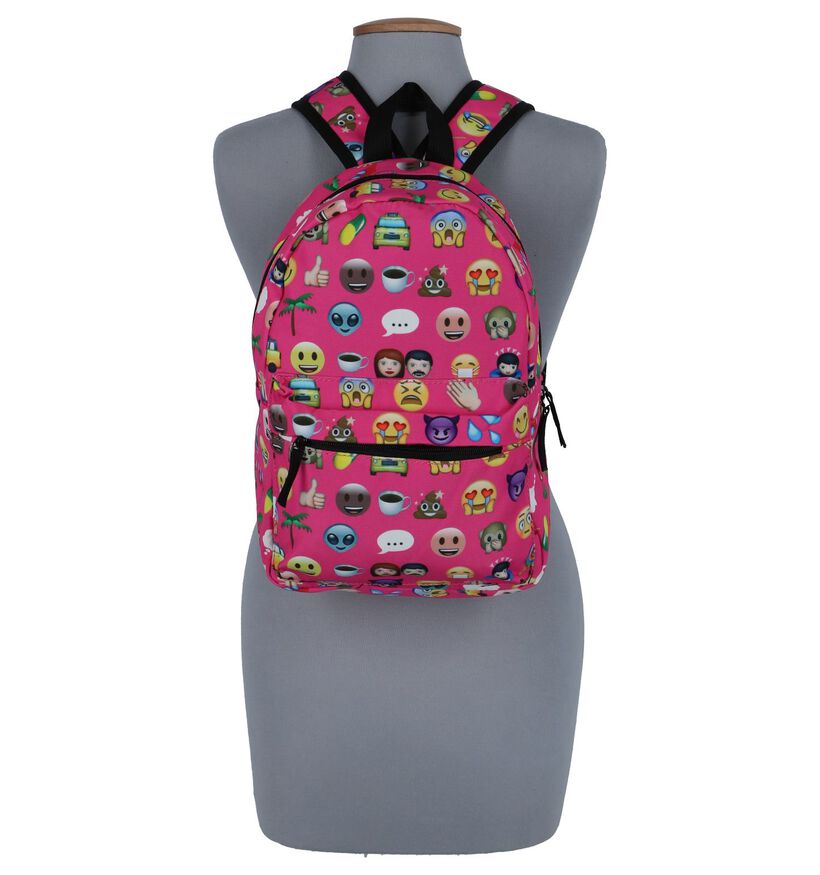 Fuchsia Roze Kinderrugzak Miss Lulu Emoji Backpack in stof (236144)