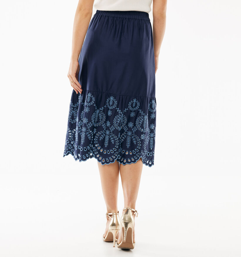 Mexx Poplin Embroidery Donkerblauwe Midi-Rok voor dames (368587)