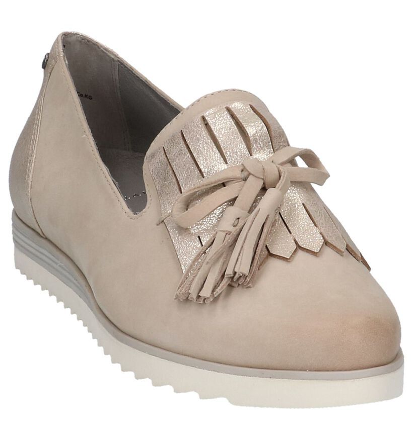 Taupe Loafers Be Natural met Kiltie in leer (214039)