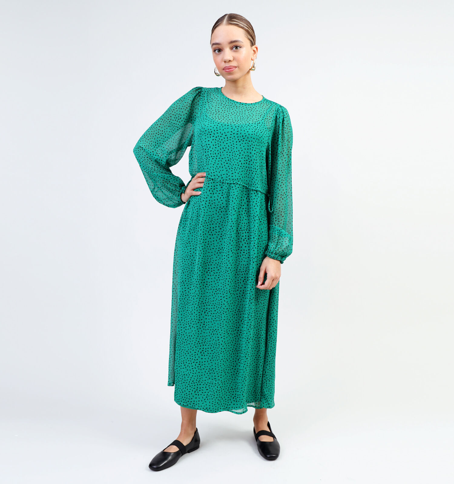 Vila Britanja Dot O neck Groene Jurk Dames Kleedjes Online op