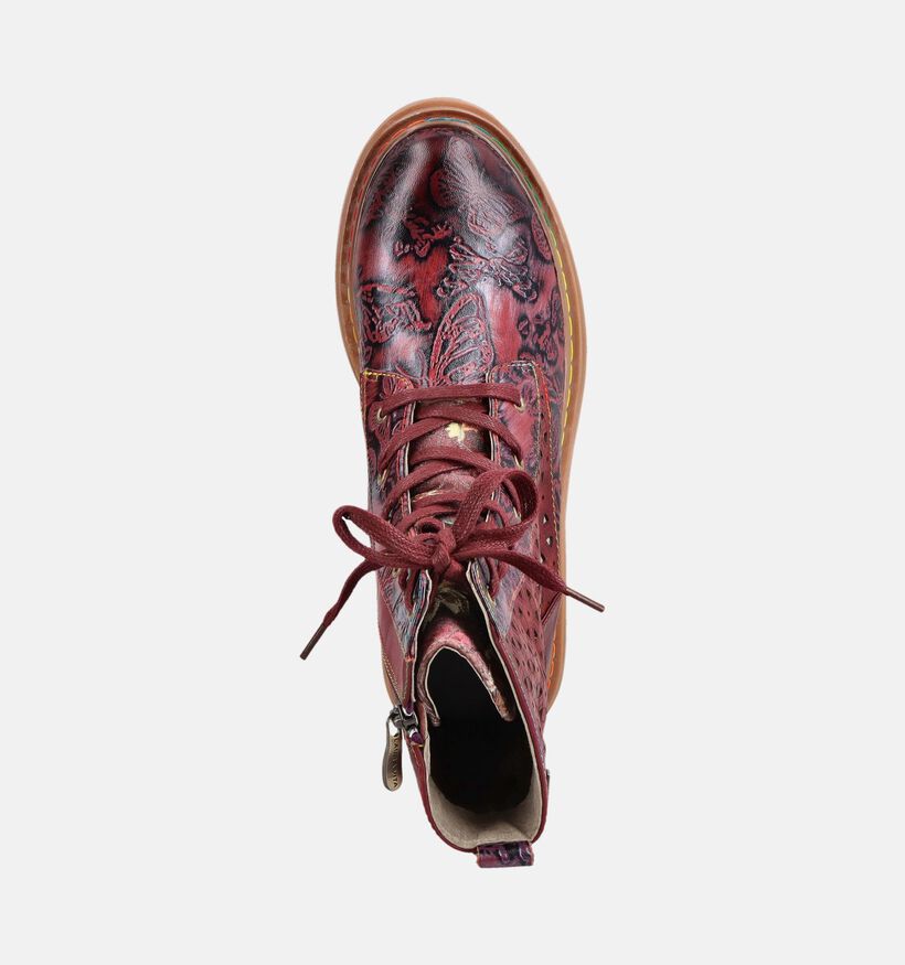 Laura Vita Kandyo Boots &agrave; lacets en Bordeaux pour femmes (381098) - pour semelles orthop&eacute;diques