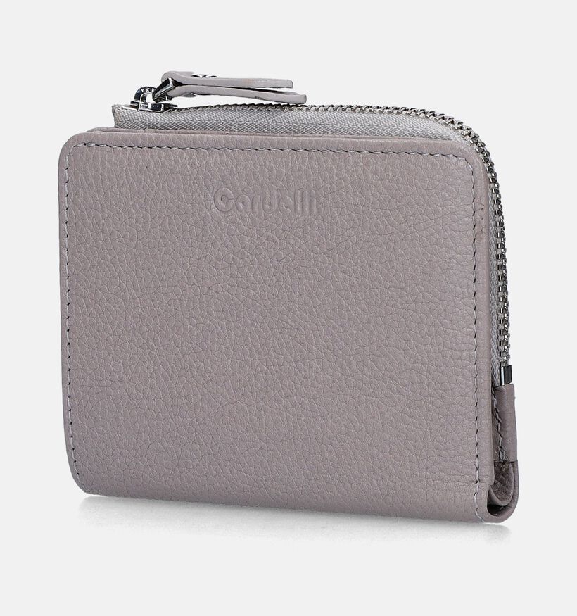 Euro-Leather Porte-monnaie zippé en Beige pour femmes (365201)