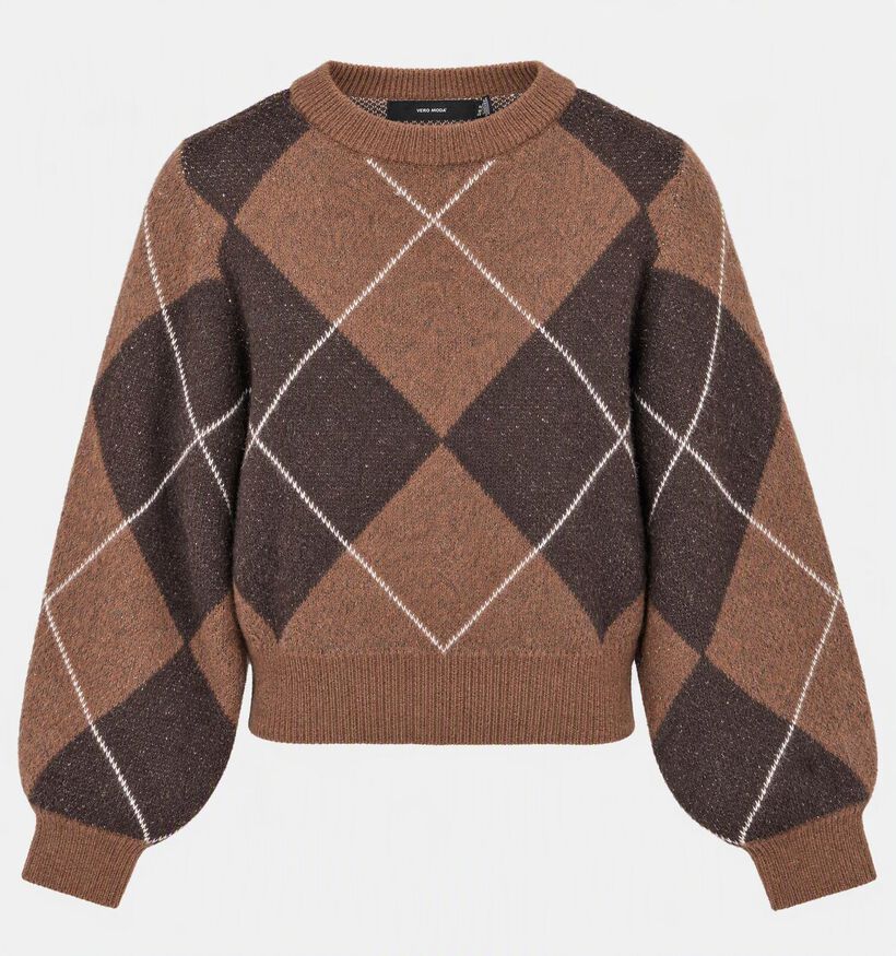 Vero Moda Darla Donkerbruine Geruite Trui voor dames (379678)